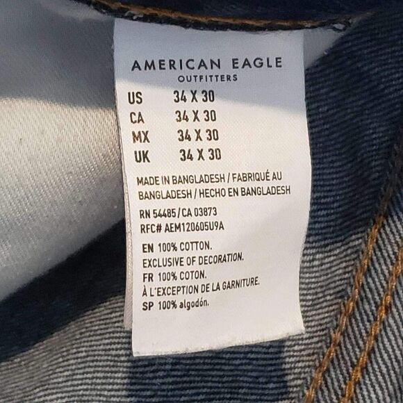American Eagle Jeans AE Loose Straight Denim Mens 34X30 Medium Wash - Picture 9 of 11